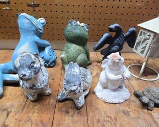 Collection Of Yard Decor, Mostly Animal Figurines