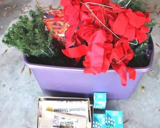269 - Plastic Tote of Christmas Items
