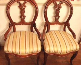 52 - Vintage Matched Pair Victorian Carved Chairs 36" x 19" x 18"