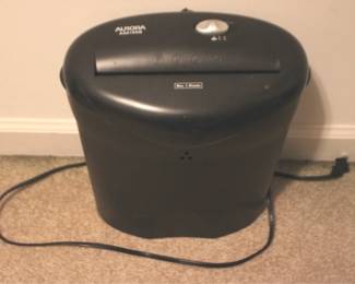 398 - Aurora Paper Shredder - 14" x 12" x 8" You are buying a used as-is electric/electronic item. We do not guarantee all components are present, and if it is not expressly stated, it is untested.