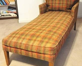 311 - Mid-Century Chaise Lounge Chair small hole in fabric on armrest 27" x 61" x 27"