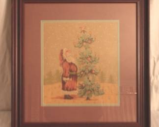 79 - Framed Christmas Tapestry - 20" x 19"