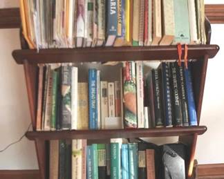 163 - Wood Bookshelf w / Assorted Books 37" x 26" x 11"
