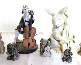 163x - Assorted Animal Figures playing Cello Bunny is 7.5" tall