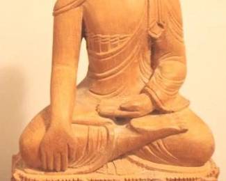 370 - Buddha Carved Wood Statue - 10" Tall