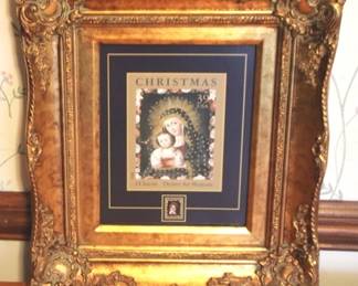 177 - Framed Christmas Stamp Print 17" x 14.5"