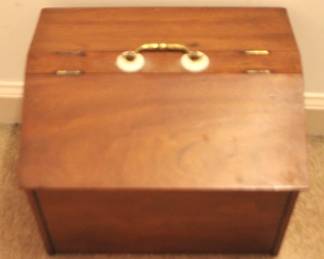 383 - Wood Sewing Box Carrier 13" x 12" x 11"