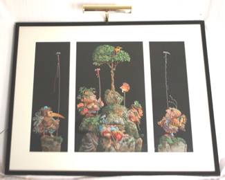 210 - James Christensen Six Bird Hunters in Full Camo in Full Camouflage 3 Print Suite w / Light -31" x 24.5" You are buying a used as-is electric/electronic item. We do not guarantee all components are present, and if it is not expressly stated, it is untested.