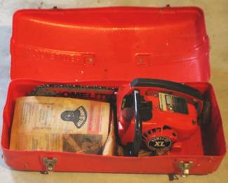 433 - Homelite Chainsaw w / Case - 10" Bar You are buying a used as-is electric/electronic item. We do not guarantee all components are present, and if it is not expressly stated, it is untested.