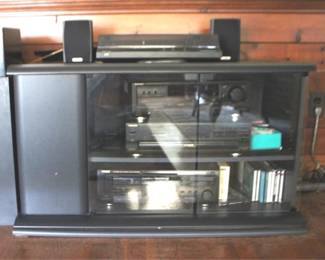 233 - Entertainment Center w / Contents 40" x 21" x 23"