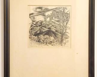 373x - Carson Davenport Blue Ridge Country 1955 18 x 14 Pencil Signed Sketch & numbered