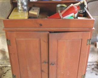 443 - Wood Cabinet w / Contents - 30" x 36" x 18"