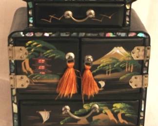 122 - Oriental Miniature Armoire Chest 4.5 x 2.5 x 5"