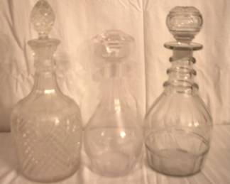 55 - 3 Vintage Glass Decanters
