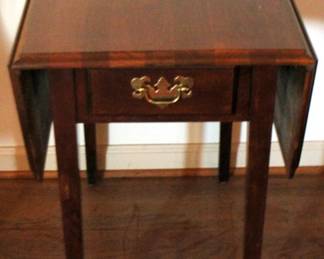 108 - Mahogany Pembroke Drop Side Table 34" x 26" x 36.5" one drawer