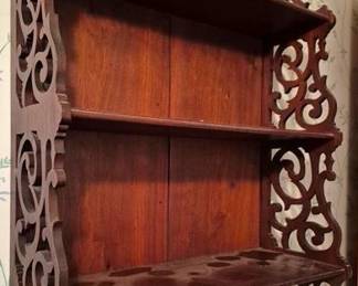 161 - Mahogany Carved Hanging What Not Shelf 28" x 24" x 9"