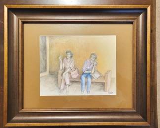 423 - Framed Pastel? - 14.5 x 17.5, Signed