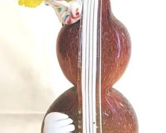 164x - Murano Glass Clown playing Cello Figurine 9.5" tall