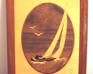 215 - Mid-Century Wood Wall Hanging - Signed 17" x 10"