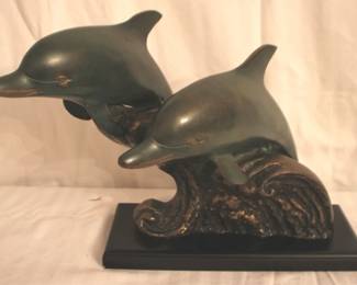 85 - Bronze Dolphin Statue - 10" x 9"