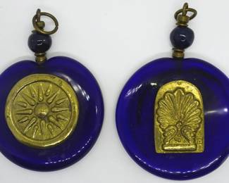 2025 - 2 Cobalt Glass Pendants