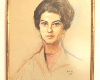 123 - Framed Pastel Portrait - Signed & Dated 1968 Original Pastel 21" x 17"