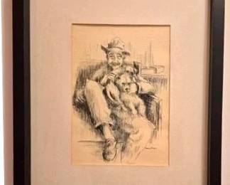 374x - Original Framed Sketch by Becky Hodges 17.5 x 14.5