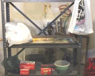 498 - Metal Shelf w / Contents - 69.5" x 36" x 17"