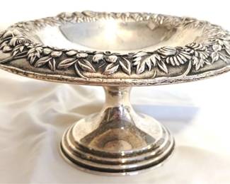 60 - S Kirk & Son Sterling Repousse Compote - 4" Tall