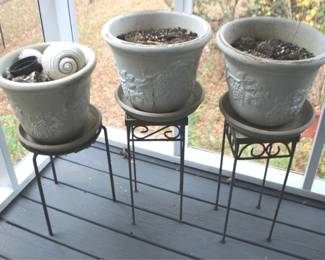19 - 3 Planters w / Stands