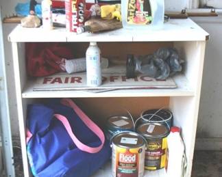 268 - Painted Shelf w / Contents 32" x 34.5" x 22"