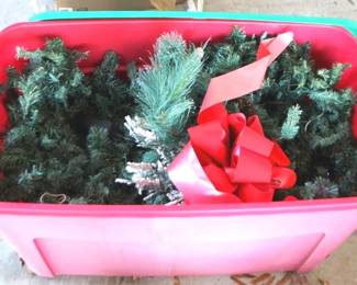 263 - Plastic Tote of Christmas Decorations
