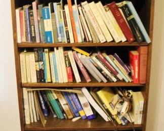 419 - Wood Bookshelf w / Books - 72" x 45" x 15"