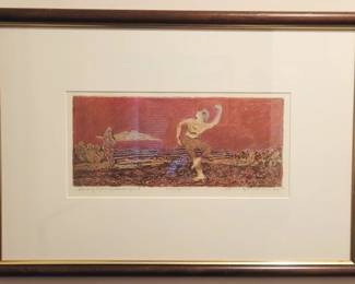 415 - Dancing Figures in Landscape I Pencil Signed 16" x 23"