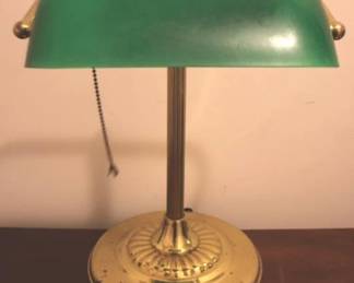 376 - Glass Shade Lamp - 14" Tall You are buying a used as-is electric/electronic item. We do not guarantee all components are present, and if it is not expressly stated, it is untested.