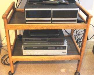 326 - Entertainment Stand w / Electronics (Not TV) 28" x 26" x 17" You are buying a used as-is electric/electronic item. We do not guarantee all components are present, and if it is not expressly stated, it is untested.