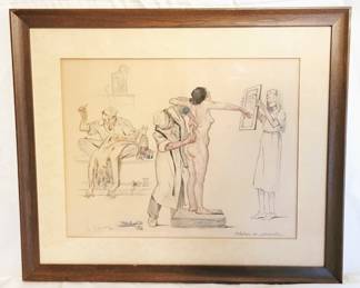 172 - Framed Drawing Signed 20" x 16.5"