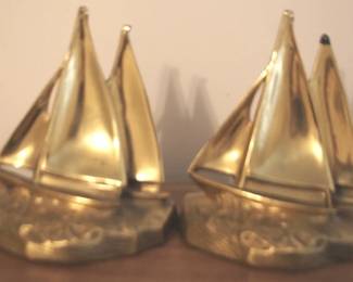 346 - Brass Sailboat Bookends - 5" x 5"