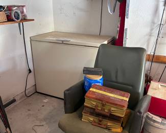 Chest freezer.  Office chair.