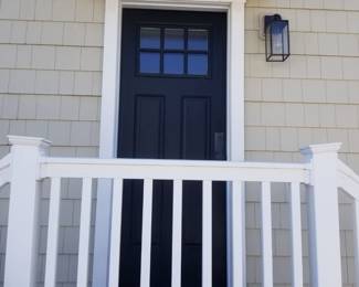 Entry door; light fixture