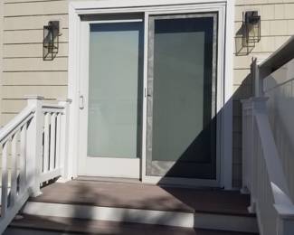Sliding glass doors; exterior light fixtures