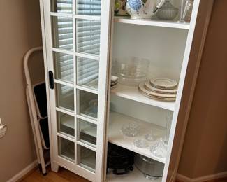 White sliding glass doors cabinet, Lenox china