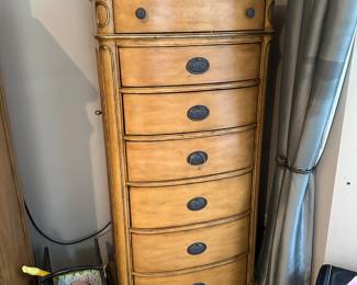 Matching jewelry or lingerie cabinet, rotates to reveal mirror in back, drawer pulls as is