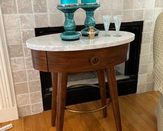 Marble top side table (1) (Blue candles SOLD)