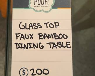 Glass Top Faux Bamboo Dining Table