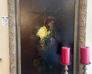 Brass Candlesticks,  Oil Painting Still Life by M. Ruiz
