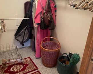 women's clothing, rugs, baskets
