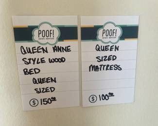 Queen Bed Frame, Queen Mattress
