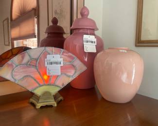 Fleur De Lis Stained Glass Light, Haeger Ginger Jar