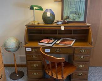Signed Marcello Fantoni Vase, Desks, Replogle Globe